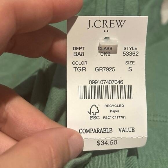 NWT J.Crew Cotton Jersey Washed T-Shirt Green Size Small - Picture 6 of 6